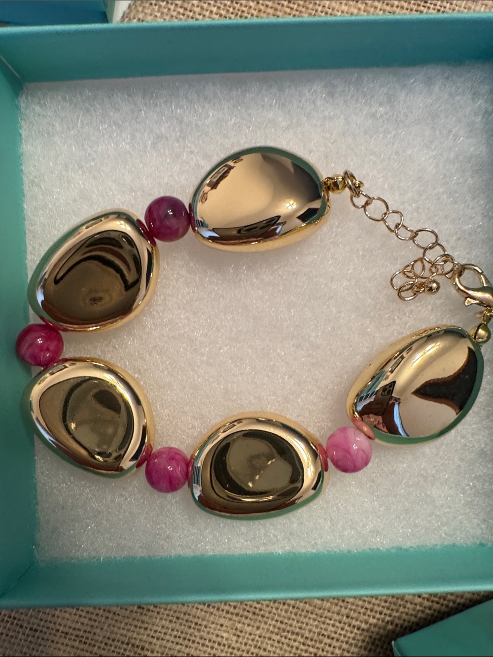 bloom Pink White & Gold Beaded Bracelet women’s fashion jewelry